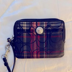 Coach Plaid Wristlet